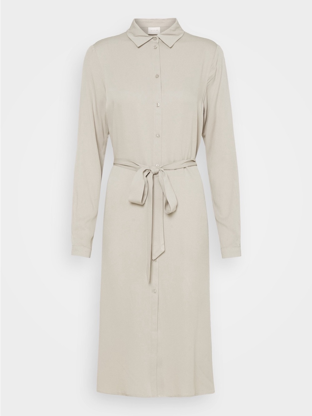 NWT Vila Vidania Gray Belted Shirt Dress MIDI 40 Front Button Spring Work Party
